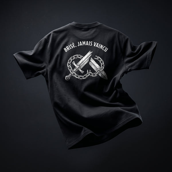 T-shirt "BRISÉ, JAMAIS VAINCU"